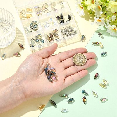 80Pcs 8 Colors Electroplate Transparent Glass Beads EGLA-FS0002-65-1