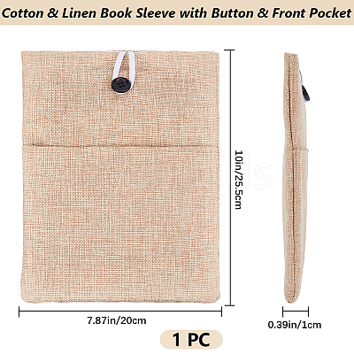 Cotton & Linen Book Sleeve with Button & Front Pocket ABAG-WH20005-14B-02-1