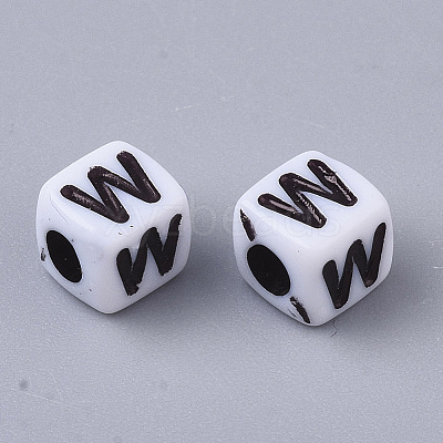 White Opaque Acrylic Beads X-MACR-R869-02W-1