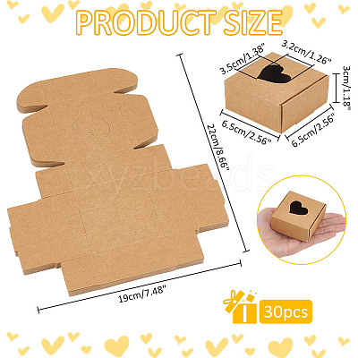 Square Hollow Out Heart Kraft Paper Storage Gift Boxes CON-WH0095-66A-1
