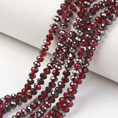 Electroplate Transparent Glass Beads Strands EGLA-A034-T4mm-P06-1