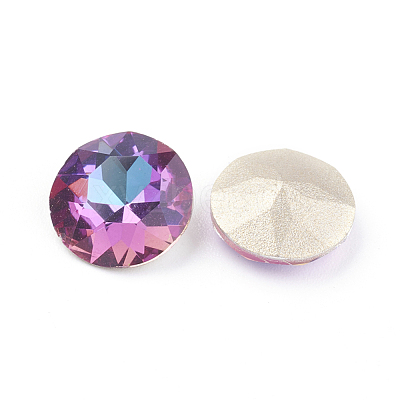 Pointed Back & Back Plated Glass Rhinestone Cabochons RGLA-J012-8mm-001HE-1