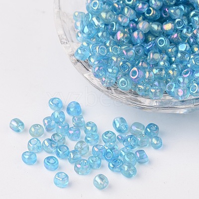 Transparent Rainbow Colours Round Glass Seed Beads X-SEED-A007-4mm-163-1