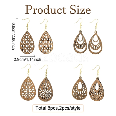 8 Pairs 4 Style 304 Stainless Steel Dangle Earrings EJEW-YW00002-1