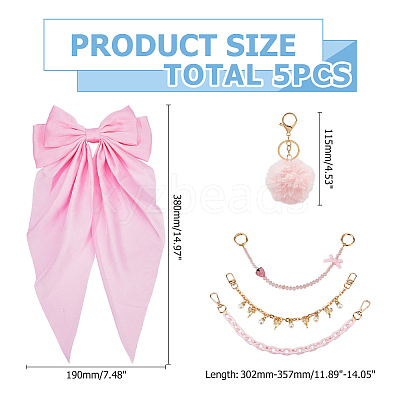 3Pcs 3 Styles Opaque Acrylic Chain & Glass Beaded & ABS Plastic Pearl Charm Purse Decorative Chains HJEW-HS00109-1