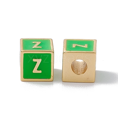 Rack Plating Brass Enamel Beads KK-B060-04G-02Z-1
