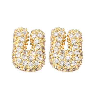 Brass Micro Pave Cubic Zirconia Stud Earrings EJEW-Z091-04G-U-1