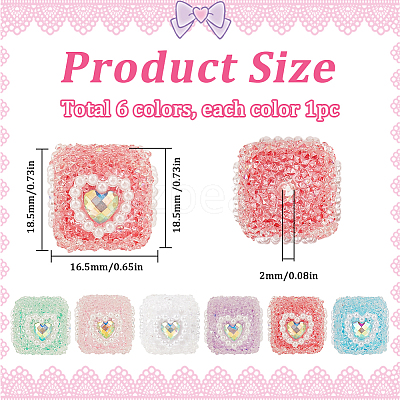 6Pcs 6 Colors Acrylic & Plastic & Resin Rhinestone Beads FIND-SC0013-09A-1