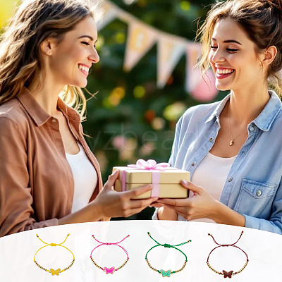 6Pcs 6 Colors Alloy Enamel Link Bracelets BJEW-TAC0043-1
