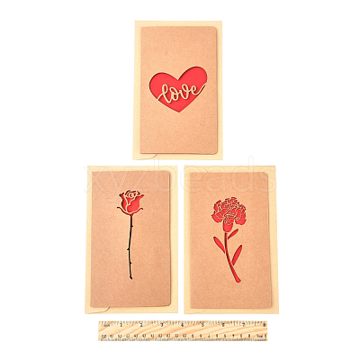3 Sets Kraft Paper Greeting Cards AJEW-FS0001-27B-1