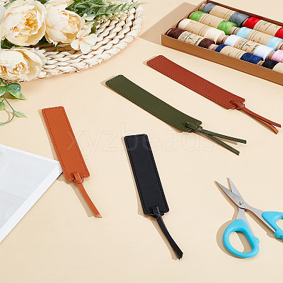 4Pcs 4 Colors PU Leather Bookmarks AJEW-LP0005-89-1