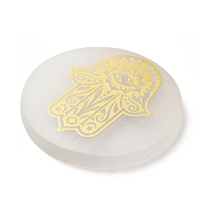 Flat Round Natural Selenite Slice Coasters AJEW-C042-01F-1