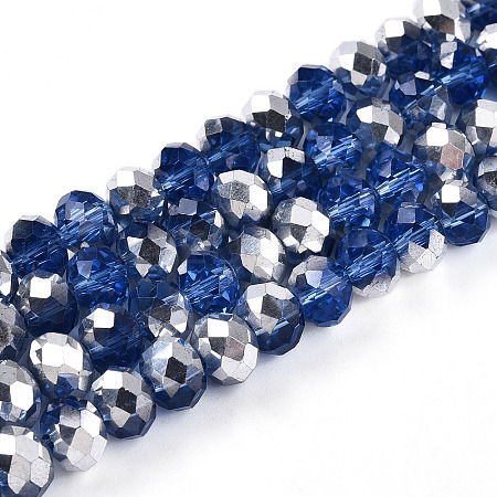 Electroplate Transparent Glass Beads Strands EGLA-A034-T8mm-M03-1