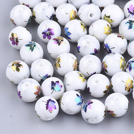 Autumn Theme Electroplate Glass Beads EGLA-S178-10E-1