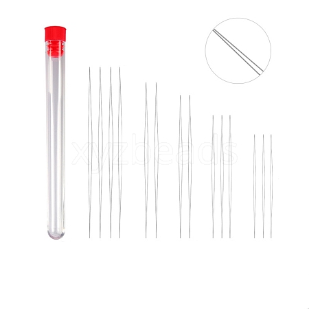 Tarnish Resistant Stainless Steel Collapsible Big Eye Beading Needles SENE-PW0013-02O-1