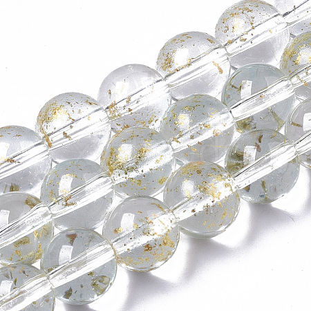 Transparent Spray Painted Glass Bead Strands X-GLAA-N035-03C-B09-1