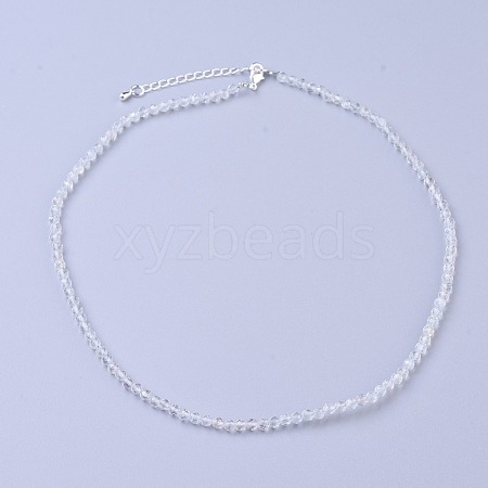 Natural White Topaz Beaded Necklaces NJEW-K114-A-A09-1