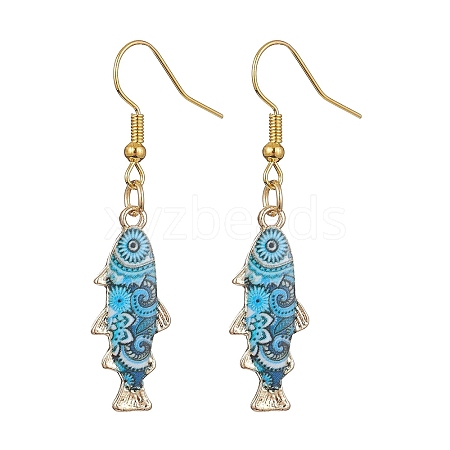 Light Gold Alloy Enamel Dangle Earrings EJEW-JE05607-02-1