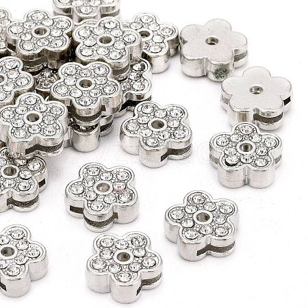 Flower Alloy Rhinestone Slide Charms RSB358-3P-1