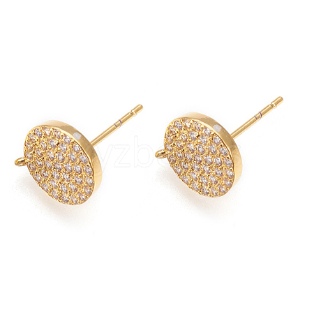 Brass Micro Pave Cubic Zirconia Stud Earring Findings ZIRC-G146-03G-RS-1