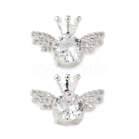Brass Micro Pave Clear Cubic Zirconia Beads KK-G531-05S-1
