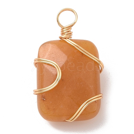 Natural Yellow Jade Rectangle Pendants PALLOY-JF02106-02-1