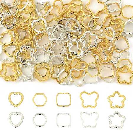 100Pcs 10 Styles Alloy Bead Frame FIND-FS0004-92-1