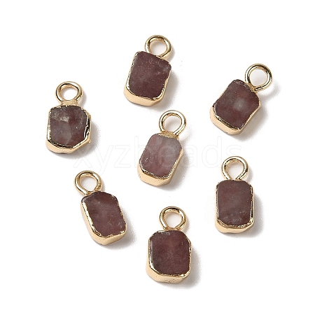 Natural Strawberry Quartz Rectangle Charms G-Q169-07G-04-1