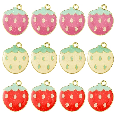 12Pcs 3 Colors Light Gold Plated Alloy Enamel Pendants FIND-FS0002-82-1