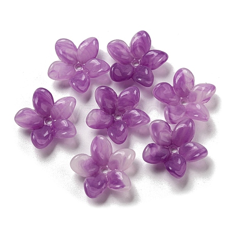 Two-tone Opaque Acrylic Bead Caps OACR-G034-05D-1