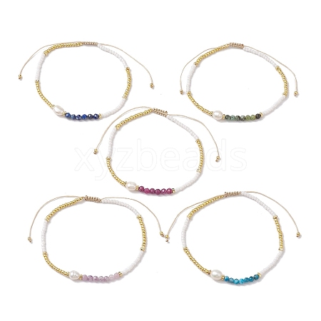 5Pcs Natural Gemstone Beaded Bracelets BJEW-JB10212-1