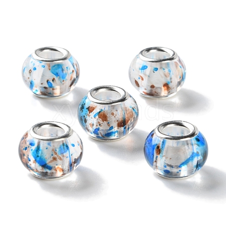 Transparent Two-Color Brass Cores Acrylic European Beads OACR-M024-05P-07-1