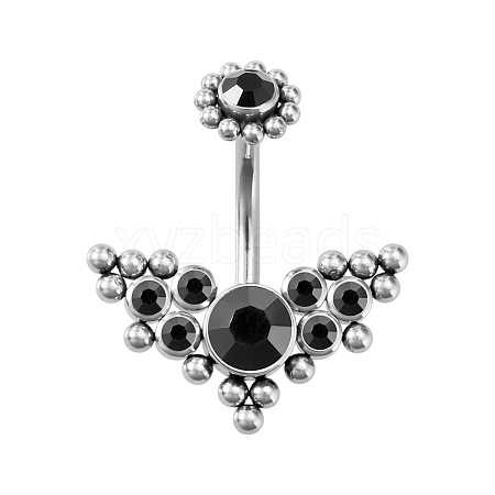 316L Surgical Stainless Steel Cubic Zirconia Wing 15 Gauge Belly Button Rings WG4371E-02-1