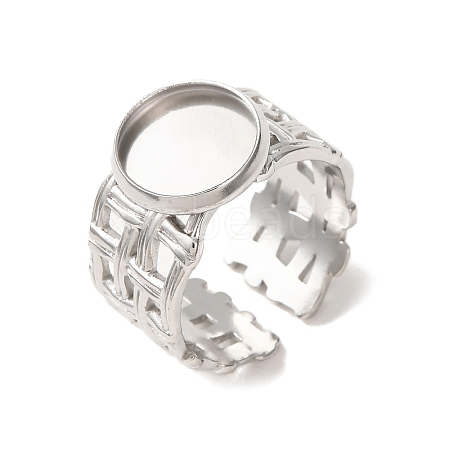 Woven Bezel 304 Stainless Steel Cuff Ring Components SA-CBAD8FA-01P-02-1