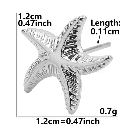 Non-Tarnish Vintage Stainless Steel Starfish Studs Earrings for Women VC0346-7-1