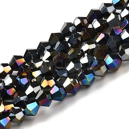 Opaque Solid Color Electroplate Glass Beads Strands EGLA-A039-P4mm-B17-1