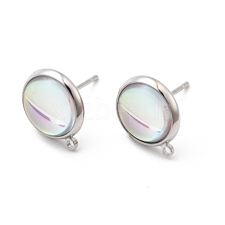 Brass Glass Stud Earrings KK-F916-04P-1