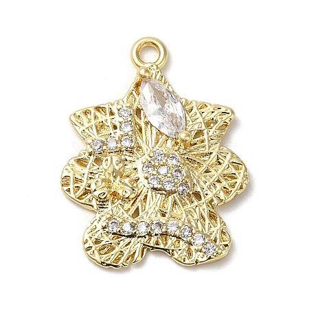 Rack Plating Brass Cubic Zirconia Pendants KK-M267-09G-1