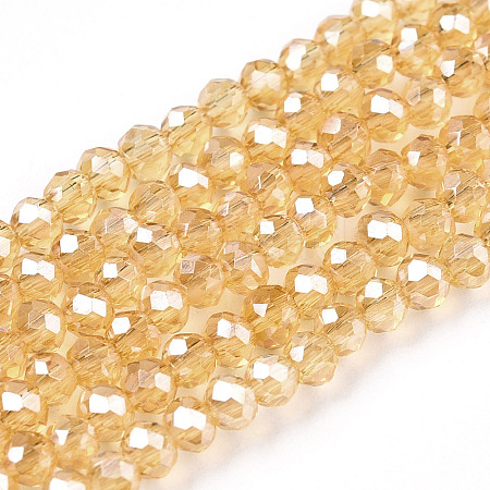 Electroplate Glass Beads Strands EGLA-A034-T4mm-A01-1