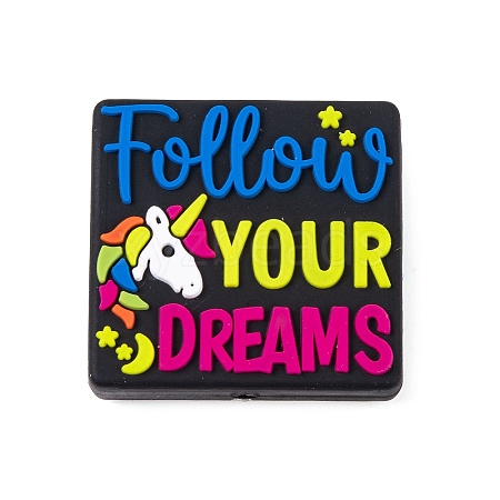 Food Grade Eco-Friendly Unique Unicorn Follow Your Dreams Silicone Focal Beads SIL-K005-02A-1