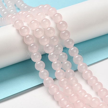 Baking Painted Imitation Jade Glass Round Bead Strands X-DGLA-Q021-8mm-02-1