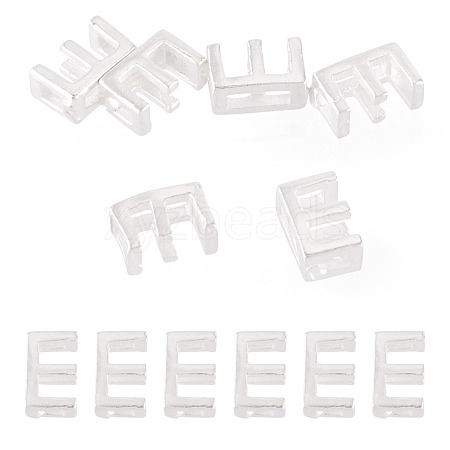 6Pcs 925 Sterling Silver Hollow Initial Beads STER-TA0001-53E-1