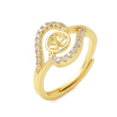 Heart Brass Micro Pave Cubic Zirconia Adjustable Ring Settings KK-K297-22G-1