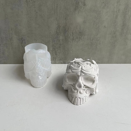 Silicone Halloween Skull Candle Holder Statue Molds DIY-A040-01-1