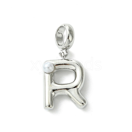 Rack Plating Brass with ABS Plastic Pearl European Dangle Charms KK-G501-02R-P-1