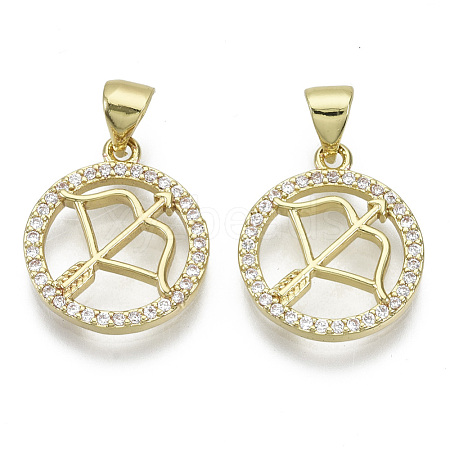 Brass Micro Pave Cubic Zirconia Pendants ZIRC-S061-199C-G-NF-1