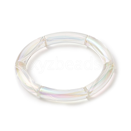 Acrylic Curved Tube Stretch Bracelet for Women BJEW-JB09304-1