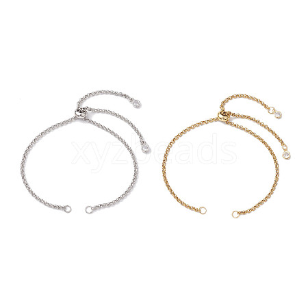 2Pcs 2 Colors 304 Stainless Steel Rolo Chain Bracelet Slider Making AJEW-JB01243-1