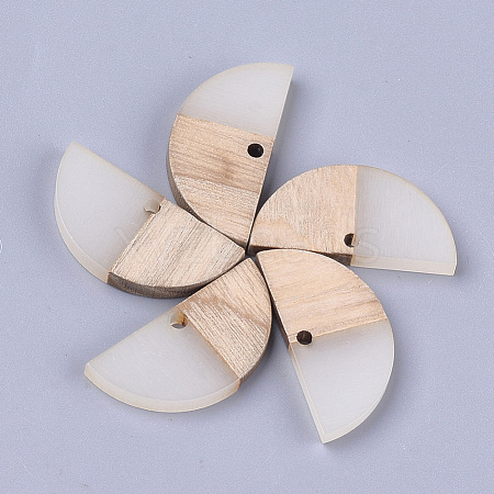 Resin & Wood Semi Circle Pendants RESI-S358-54F-1