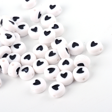 Opaque Acrylic Heart Letter Beads LS-X-SACR-Q126-07D-1